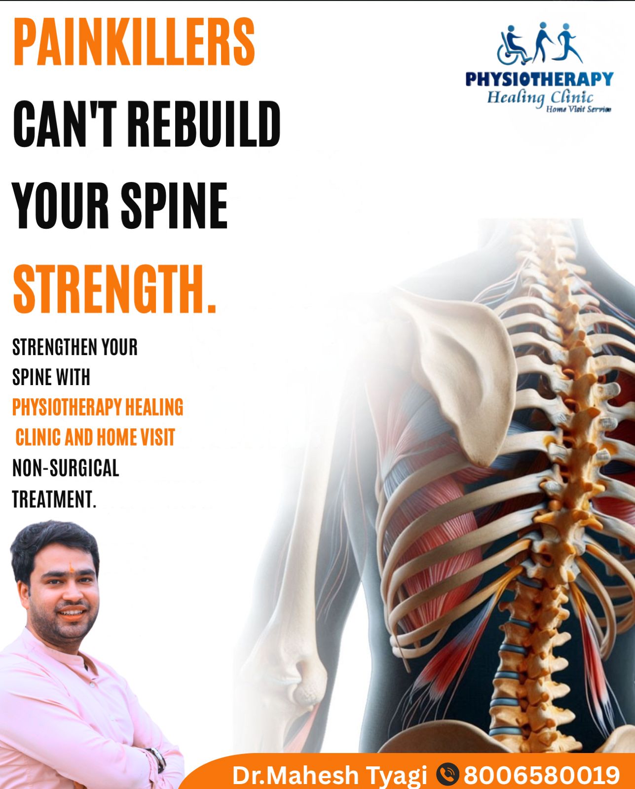 Painkillers only mask the pain — physiotherapy heals the cause.